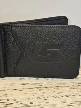 Snap-on Leather Money Clip Bifold Wallet Black